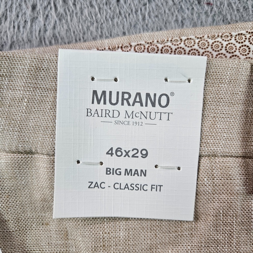 $115 NEW Baird Mcnutt Murano Linen Pants‎ Men 46 x 29 ZAC Classic Fit Beige